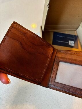 Hand Crafted Brown Floral & Koi Engraved Leather Wallet
